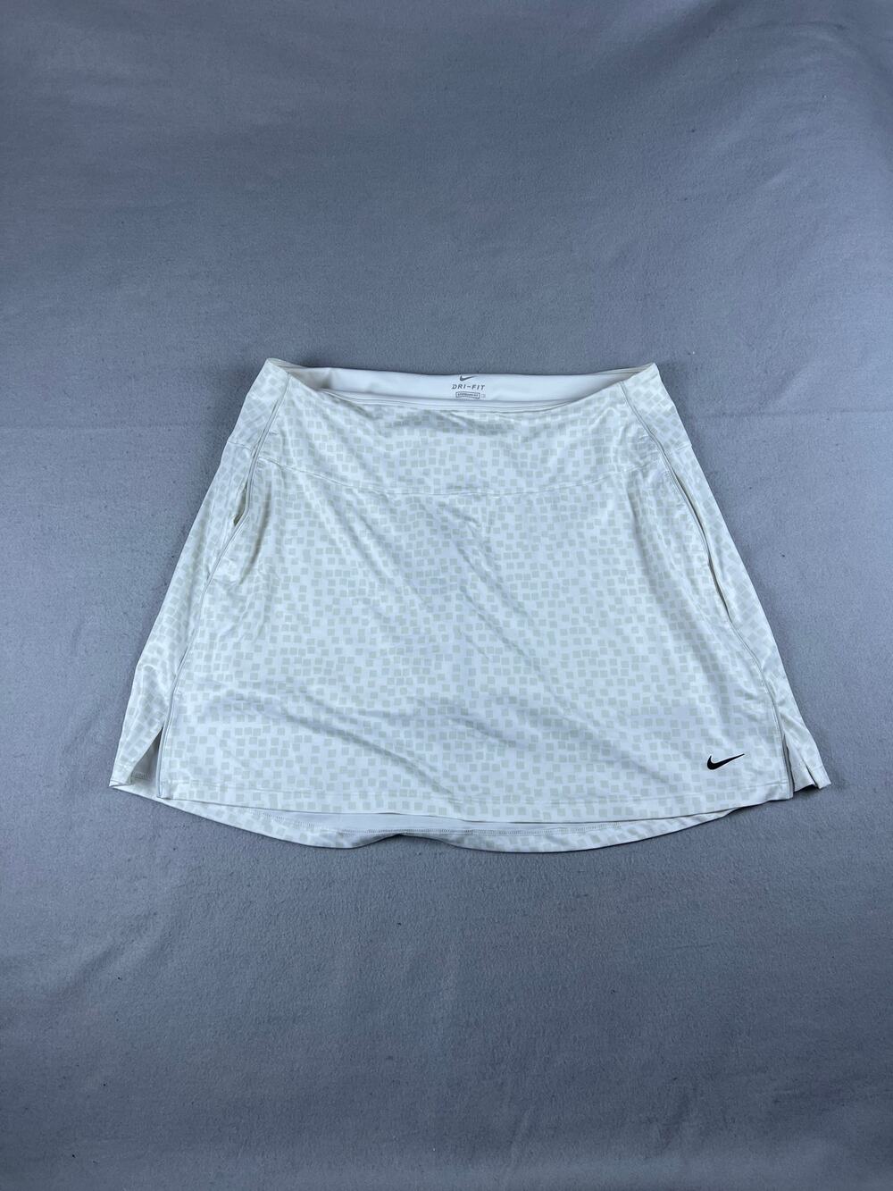 Nike Skirt Skort Women XL White Dri-Fit Standard Fit Geometric Tennis Golf Sport